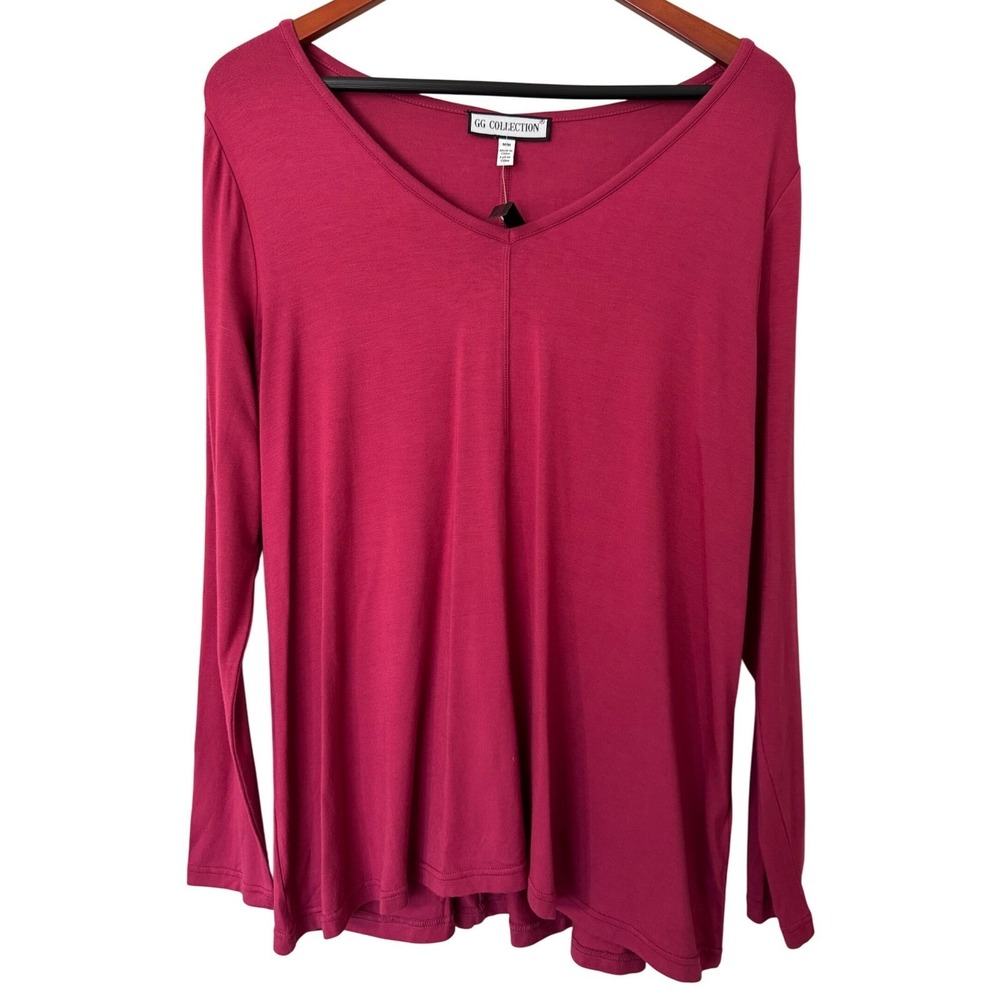 GG‎ Collection Womens Top V Neck Long Sleeve Casual Shirt NWT Size Medium